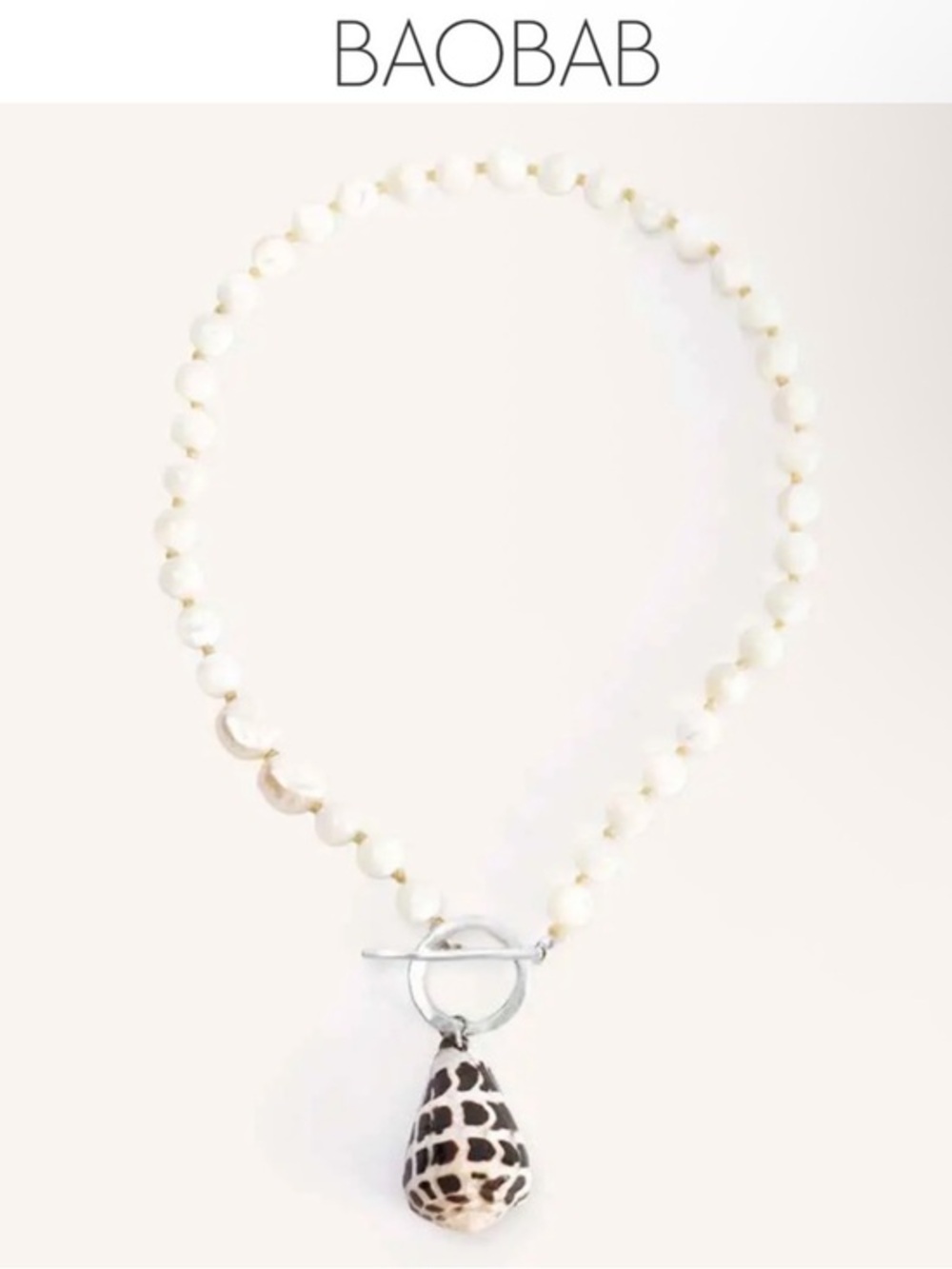 BAOBAB Nassa Shell Pendant Necklace - Alabaster Shell Collection NWT